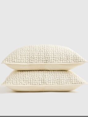 Quince Organic Cotton stitched standard quilted pillow sham set, undyed NWOT